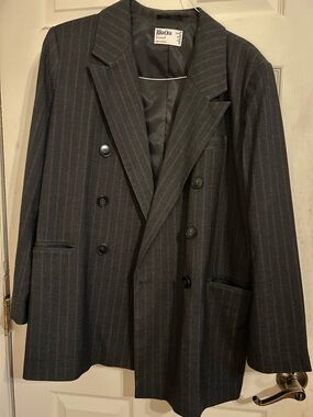Primark Charcoal Grey Pinstripe Double-Breasted Blazer